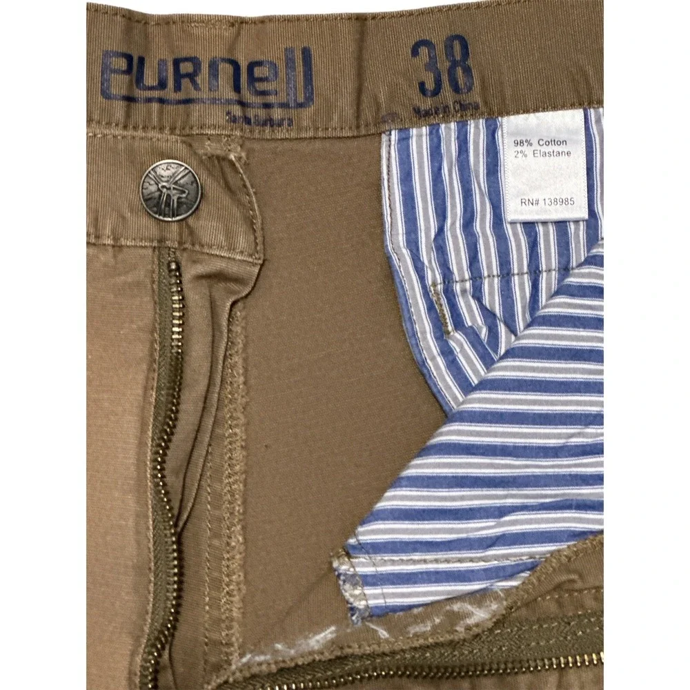 Purnell Mens Khaki Shorts Size 38 98% Cotton 2%Elastane RN #138985